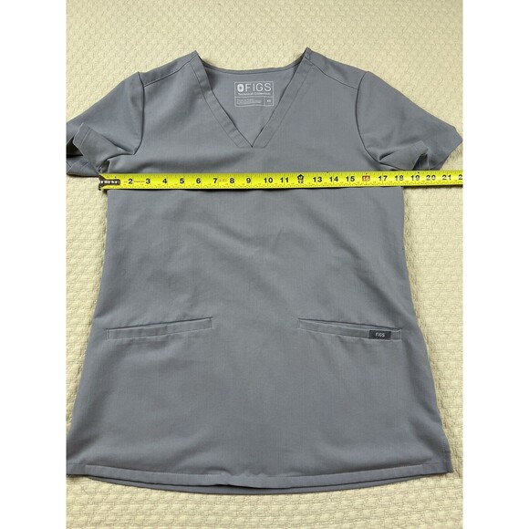 Figs Casma Three Pocket Scrub Top Womens XS‎ Light Gray Nurse Stretch Shirt - Picture 7 of 8
